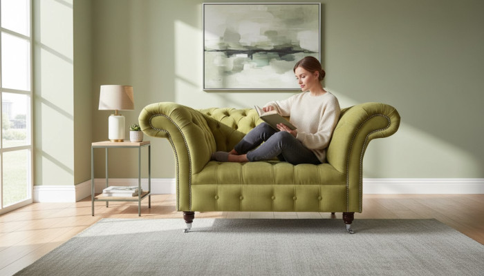 Chesterfield krēsls tekstila dizaina dīvāns audums dīvāns mīkstajiem audumiem pelēks jauns