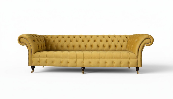 Chesterfield Tekstila Polsterējums Luksusa Dīvāns Dizaina Dīvāns 4 Vietīgs Jauns
