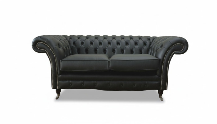 Dīvāns Luksusa Audums Chesterfield Sofa Dīvāni Polster 2 Situācijas Melns Āda