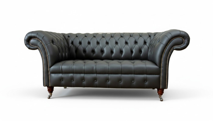 Chesterfield ādas dīvāns ar audumiem 2 sēdvietu dizaina dīvāns.