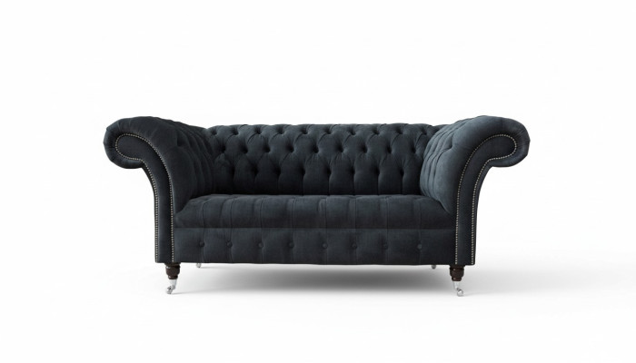 Sofa 2 sitērsofa dizains Chesterfield sēdekļi izsmalcināta tekstila apdare jauns.
