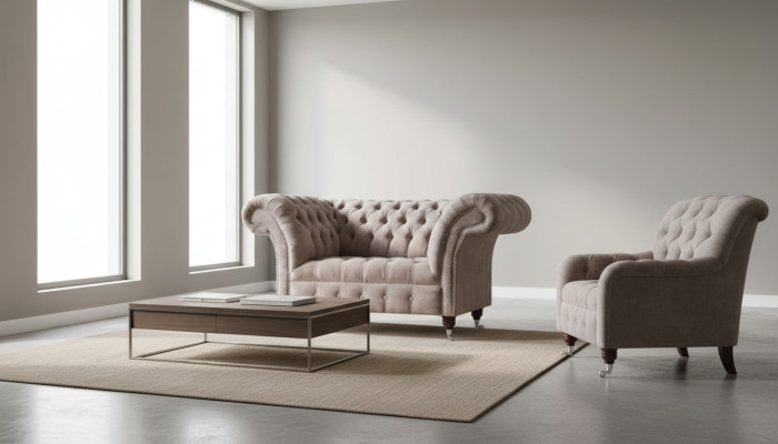Chesterfield dīvāns dīvāns 1-vietīgais luksusa auduma auduma dīvāni polsteru jauns