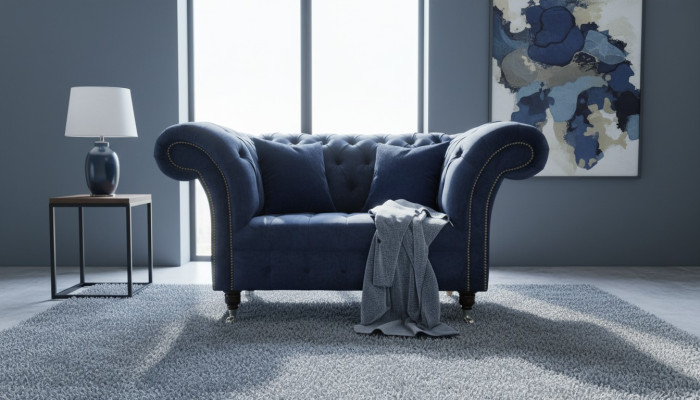 Chesterfield Sofa 1,5-Vietnieku dizainera dīvāns Ar tekstila apdari
