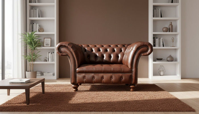 Chesterfield Sofa Dzīvojamā istaba Dīvāni Dīvāns Polster Āda Moderns 1,5-vietīgs