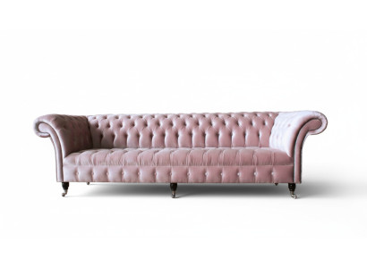 Chesterfield rozā dīvāna sofa polster 4 vietām dīvāni sēdekļi.