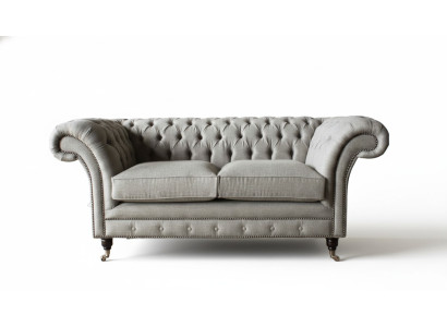 Chesterfield pelēks dīvāns ar 2 sēdvietām, koka mēbeles, trīsvietīgs dīvāns, jauns.