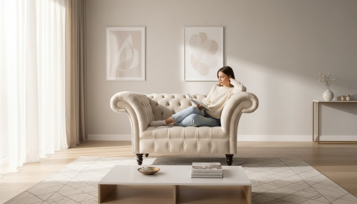 Dīvāns Artek Sofa Tekstils Chesterfield Dīvāni 1,5 Vietējais Viensēta Rozā