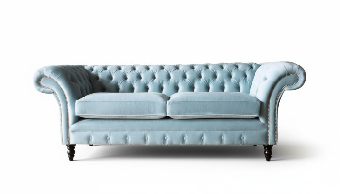 Chesterfield 3 sēdvietu auduma mīkstais dīvāns ar jaunāko stilu audumu modernajā stilā