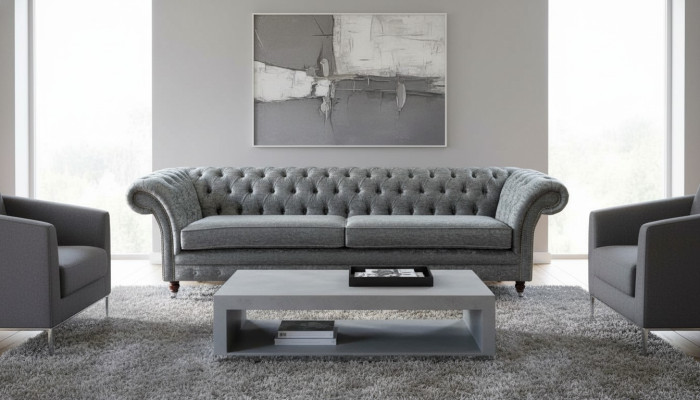 Četrvietīgs dīvāns Sofa 4 vietīgs Chesterfield viesistabas auduma dizaina sēdeklis
