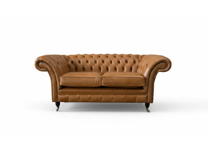 Chesterfield divvietīgs dīvāns 2 sēdvietas dīvāni Polster Sitz Leder Couch Braun