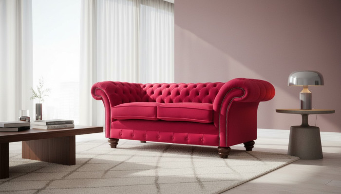 Moderns tekstiļa dīvāns 2 sēdvietas dīvāns ar polsterējumu, luksusa dīvāni Chesterfield.