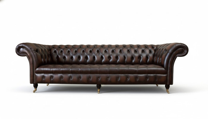 Ādas dīvāns 4 sēdvietu dīvāns Lux Klasiskais ādas Chesterfield dīvāns.