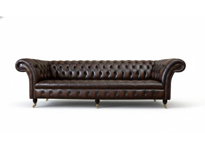 Ādas dīvāns 4 sēdvietu dīvāns Lux Klasiskais ādas Chesterfield dīvāns.