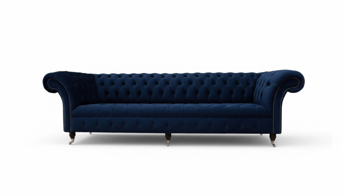 Sofa Chesterfield dīvāns, 4-vietīgs polsterēts auduma dīvāns dzīvojamās istabas mēbeles.