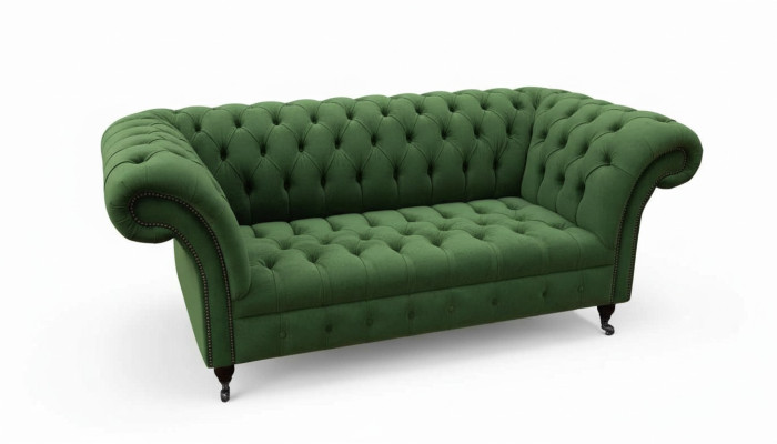Chesterfield biroja mēbeles Iekārtas Dīvāns 2 vietas Tekstils Zaļš