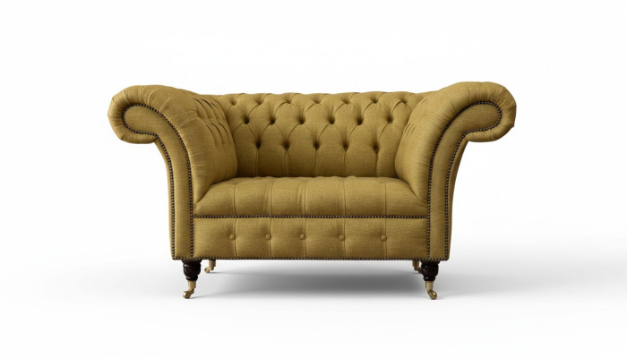 Česterfilda krēsla dizains Polster Sofa Couch Brūns tekstils Mēbeles Jaunas