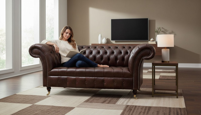 Sēdētspēja Dīvāns Chesterfield Polster Dīvāns 2-vietīgais Āda Tekstils Lounge Jauns