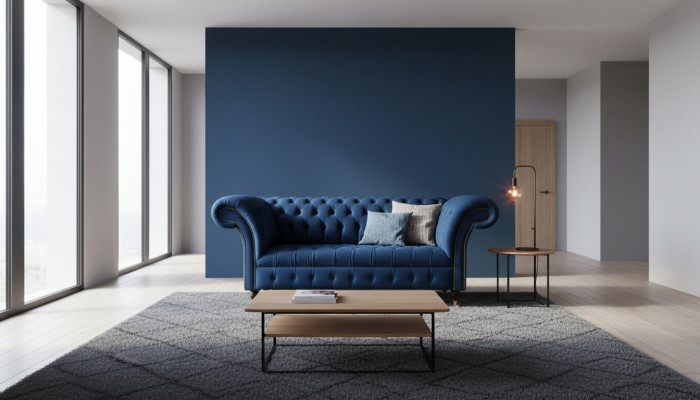 Angļu stilā Chesterfield biroja mēbeles komplekts dīvāns 2 vietas Royalblue