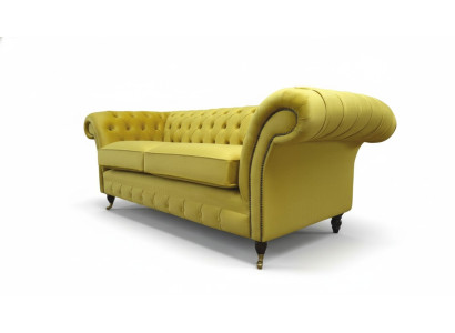 Tekstils 3 vietu zils audums dizaina dīvāns apmetums 230 cm Chesterfield dīvāns