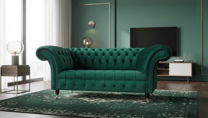Chesterfield divvietīgā sofa 2-vietīgā dizaina sofa pārklājumi modernai sēdeklim audums
