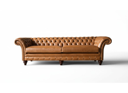 Dīvāns 4 vietīgs dīvāns polsterēts Chesterfield dīvāns sēdvieta ādas dizains brūns mēbeles.