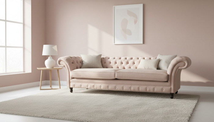 Rozā četru vietu dīvāns, mēbeles, liels dīvāns, sofa 245 cm jauns