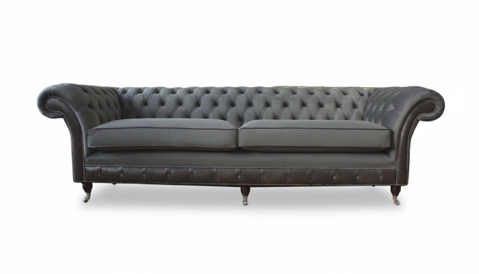 Dizaina dīvāns Luxus polsterēti dīvāni četru sēdvietu dīvāns Chesterfield Luxus pelēks
