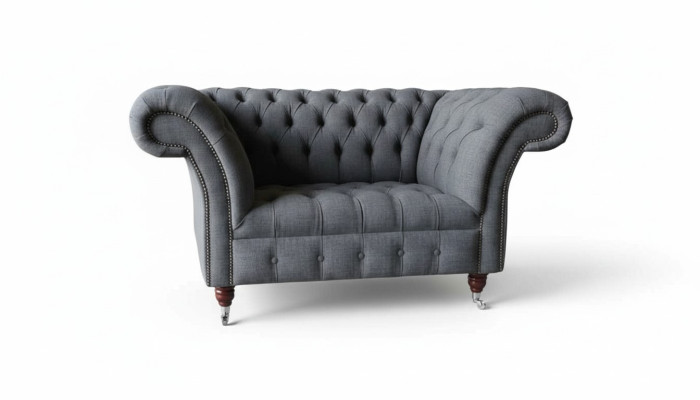 Chesterfield dizaina krēsls pelēks dīvāns luksusa audums kanapejas 1 vieta