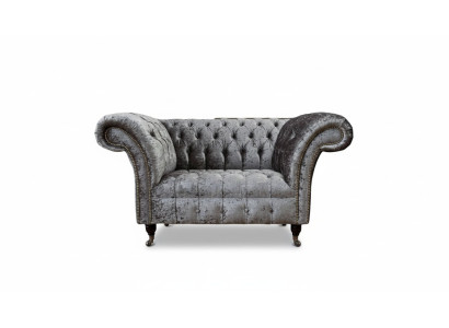 Chesterfield krēsla dizains mīksta dīvāns čība ar chesterfield audumu sudraba krāsā.