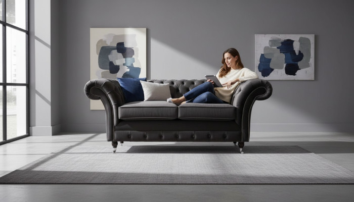 Chesterfield Tekstila dīvāns 2 cilvēku atbalsta dizains luksusa dīvāns auduma dīvāns