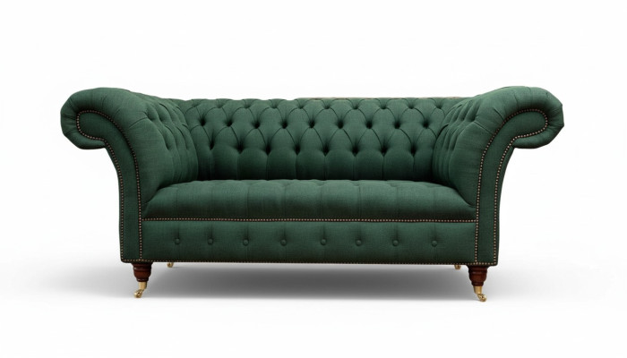 Chesterfield Sofa 2 Sitzer apolsterēts dīvāns Zaļš Luksusa auduma dīvāni Tekstils
