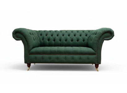 Chesterfield Sofa 2 Sitzer apolsterēts dīvāns Zaļš Luksusa auduma dīvāni Tekstils