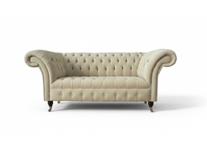 Divvietīgais dīvāns, polsterēts, divi sēdekļi, audums, luksusa Chesterfield, jauns.