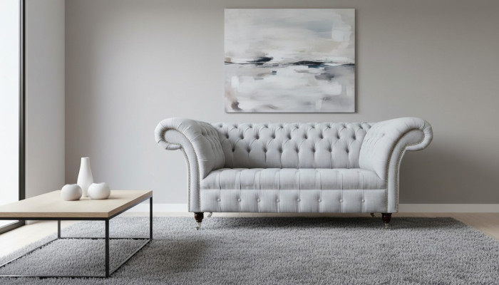 Chesterfield Luxury 2-mietnieka dīvāns Ar apdari Sofa Tekstils audums sofa Jauni
