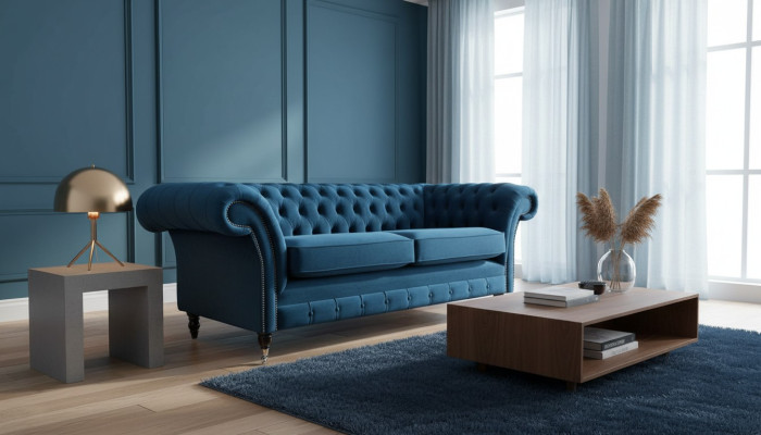 Dizainas Dīvāns 3 vietu dīvāns Polster Luxus Tekstilas Dīvāni Chesterfield Jauns