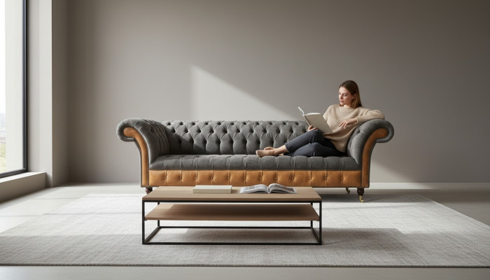 Dīvāns 4 vietu Chesterfield Luxus Couch Big Couchen Polster 300cm dizains