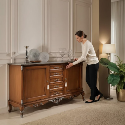 Sideboard Kommode Anrichte Massiv Holz Wohnzimmer Italien Schrank Möbel Plauktu komoda Komoda Masisks koks Viesistaba Itālijas skapis Mēbeles