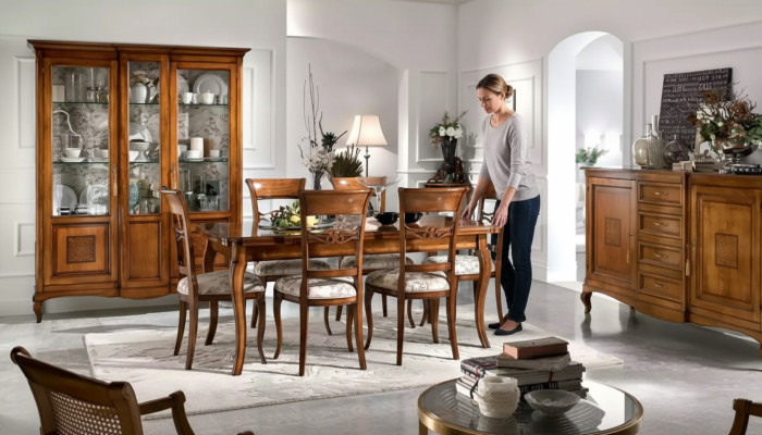 Ēdamgalds 6x krēsli ēdamistaba ēdienkopa koksnes sideboard 9 gab. komplekts