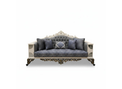 Luksusa 3-vietīga dīvāns Elegantā mājokļa dīvāns Elegants dzīvojamais izkārtojums mājās Art Deco dīvāns Jauns