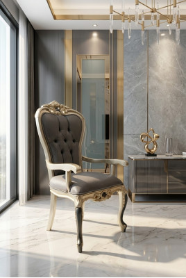 Izklaidošs Chesterfield restorāna krēsls, mājīgs krēsls, koka, audums, restorāna krēsli