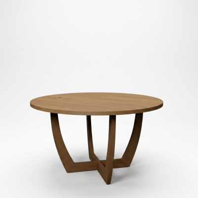 Apaļa virtuves galds no koka, moderns jaunais stils, brūns, 140 cm.