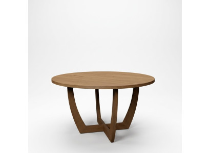 Apaļa virtuves galds no koka, moderns jaunais stils, brūns, 140 cm.