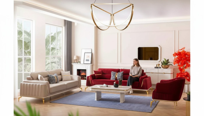 Sofas komplekts 331 Iestatīt dzīvojamā sekrētiņā Mēbeļu komplekts Modernas dizains 3 gab. jauns