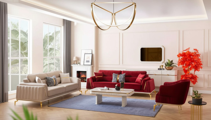 Sofas komplekts 331 Iestatīt dzīvojamā sekrētiņā Mēbeļu komplekts Modernas dizains 3 gab. jauns