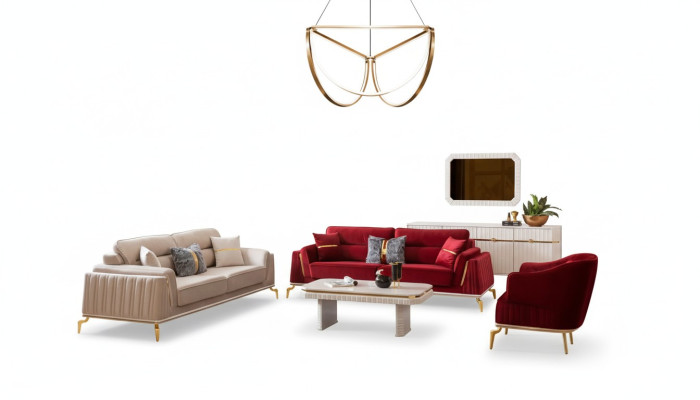 Sofas komplekts 331 Iestatīt dzīvojamā sekrētiņā Mēbeļu komplekts Modernas dizains 3 gab. jauns