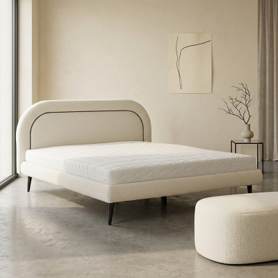 Guļamistabas mēbeles Balta gulta Moderna auduma gulta Polster Doppelbett