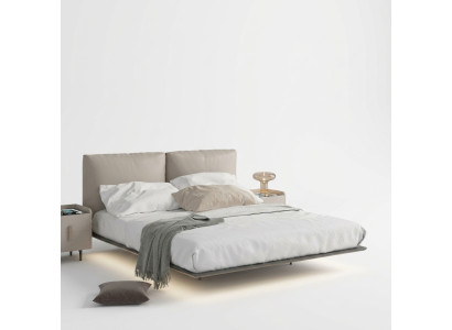 Gaiši pelēka guļamistaba galds LED gultas Designer wood double beds