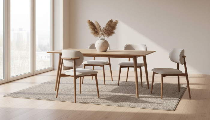 Baltās tekstila krēsli no dizainera, viensēdis, eleganti ēdamistabas krēsli, krēsli.