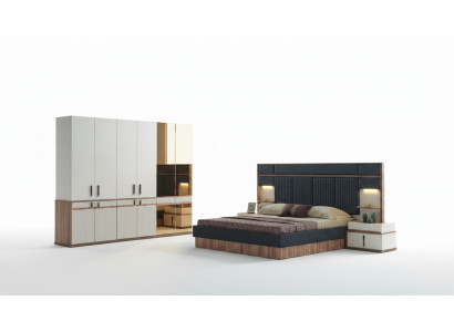 Mēbeles Luxury gulta 2x nakts skapji ģērbtuve guļamistabas komplekts