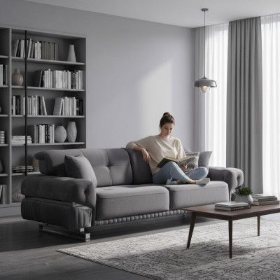 Pilnīga dzīvojamā istaba mētelis Griesti māte grau Polstergruppe DreisitzerLuxusustbaGrey Sofa Complete Living Room Furniture Luxury Upholstered Suite Three-Seater